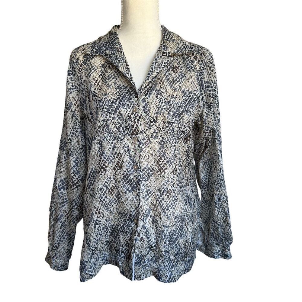 Vintage Anna and Frank Women's M Multicolor Animal Print Silk Button-Up Shirt